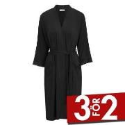 Damella Viscose Plain Lace Robe Svart viskos Small Dam