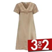 Damella Woven Silk Plain Nightdress Nougat silke Small Dam
