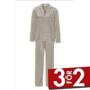 Damella Woven Silk Plain Pyjamas Set Nougat silke Small Dam
