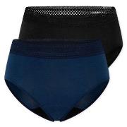 Schiesser Trosor 2P Care Retro Period Pants Svart/Blå bomull 38 Dam