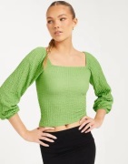 Only - Grön - Onlmai 7/8 Square Neck Top Jrs