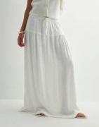 Only - Vit - Onlsiesta Mw Linen Bl Long Skirt Pn