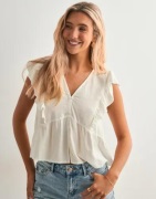 Only - Vit - Onlrian Flonce S/S Top Wvn