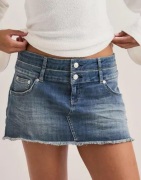 Nelly - Blå - Mini Double Waist Jeans Skirt