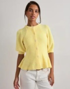 Pieces - Gul - Pcsilly Ss Puff Knit Cardigan Noos