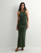 Only - Grön - Onlmika Vis Satin Slip Long Dress W