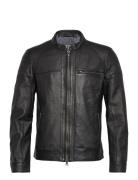 Costner Zipped Leather Jacket Läderjacka Skinnjacka Black Jofama