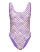 Originals Monogram 3-Stripes Swimsuit Baddräkt Badkläder Purple Adidas...