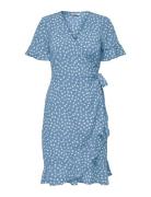 Onlolivia S/S Wrap Dress Wvn Noos Kort Klänning Blue ONLY