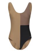 Møn Colorblock Swim Suit Baddräkt Badkläder Beige H2O