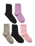 Socks 5P Bg Plain Fashion Col Socks & Tights Pink Lindex
