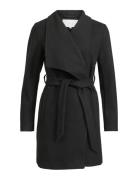 Vicooley Collar Belt Coat/Ka Outerwear Coats Winter Coats Black Vila