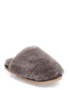 Closed Toe Sheepskin Fur Slipper Slippers Tofflor Grey MOU