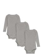 Melange 3 Pack Ls Bodies Bodies Long-sleeved Grey Copenhagen Colors