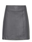 Slfnew Ibi Mw Leather Skirt B Noos Kort Kjol Grey Selected Femme