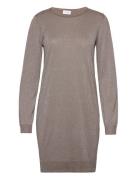 Visanja L/S Glitter Knit Dress /B Kort Klänning Beige Vila