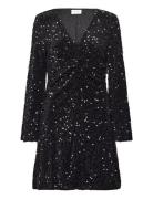 Vibarina Wide Sleeve Glitter Dress Kort Klänning Black Vila