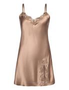 Pure Silk - Slip W.lace Nattlinne Brown Lady Avenue