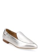 Biatracey Leather Loafer Metallic Loafers Låga Skor Silver Bianco