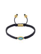 Men's Black String Bracelet With Gold Evil Eye Armband Smycken Black N...