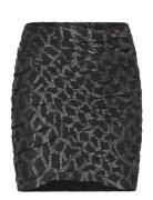 Ruched Lurex Skirt Kort Kjol Black Mango