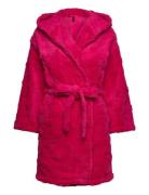 Robe Short Fleece Hood Hearts Morgonrock Pink Hunkemöller