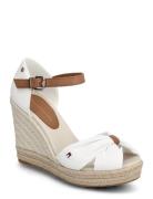 Basic Open Toe High Wedge Sko Wedge White Tommy Hilfiger