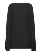 Cape Georgette Cocktail Dress Kort Klänning Black Lauren Ralph Lauren