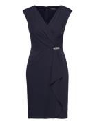 Lauren Ralph Lauren Jersey Cap-Sleeve Cocktail Dress Marinblå