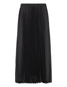 Mango Satin Pleated Skirt Svart