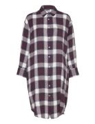 Haven Shirtdress Check Knälång Klänning Burgundy Moshi Moshi Mind