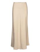 Viscose Maxi Skirt Lång Kjol Beige Gina Tricot