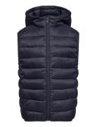 Quilted Gilet With Hood Fodrad Väst Navy Mango