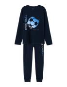 Nkmnightset Dark Sapphire Football Noos Pyjamas Set Navy Name It