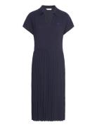 Tommy Hilfiger Fluid Pleated Ss Midi Polo Dress Blå