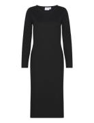 Viarmer L/S Long Dress Knälång Klänning Black Vila