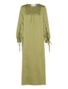 Katarina Dress Knälång Klänning Khaki Green Hosbjerg