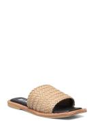 Bialillie Braided Slide Smooth Leather Platta Sandaler Beige Bianco