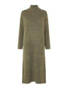 Slfmaline Ls Knit Dress High Neck Noos Knälång Klänning Green Selected...