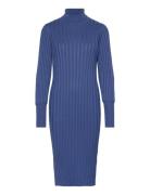 Srfelina Rollneck Dress Knit Knälång Klänning Blue Soft Rebels