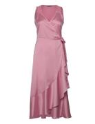 Camilji Sleeveless Dress Knälång Klänning Pink A-View
