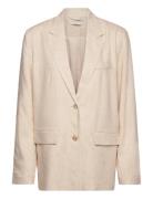 Gina Tricot Linen Blend Blazer Beige