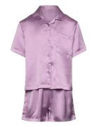 Pajama Satin Set Short Pyjamas Set Purple Lindex