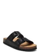 Sl Josephine Leather Black Platta Sandaler Black Scholl