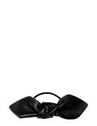 Corinne Leather Bow Big Hair Tie Svart