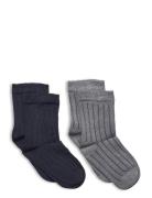 Ankle Sock - Rib Sockor Strumpor Blue Minymo