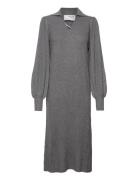 Slfselene Ls Knit Dress B Knälång Klänning Grey Selected Femme