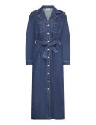 Objzofia L/S Denim Shirt Dress 131 Knälång Klänning Blue Object