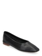 Leather Ballerina Ballerinaskor Ballerinas Black Mango