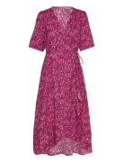 Onlleah S/S Wrap Midi Dress Ex Ptm Knälång Klänning Pink ONLY